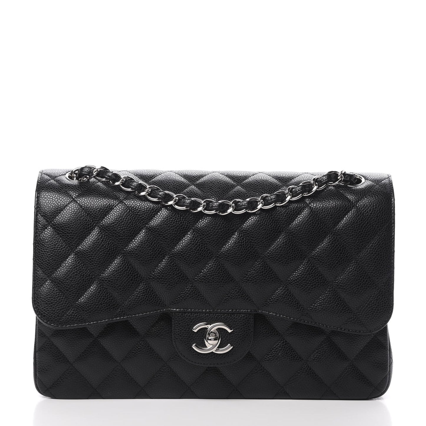 Caviar Quilted Jumbo Double Flap Black