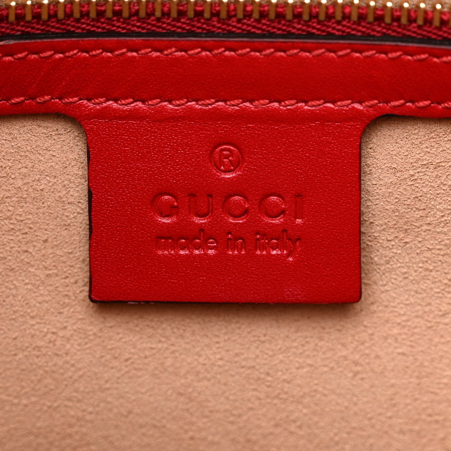 Guccissima Small Zippered Bucket Tote Hibiscus Red