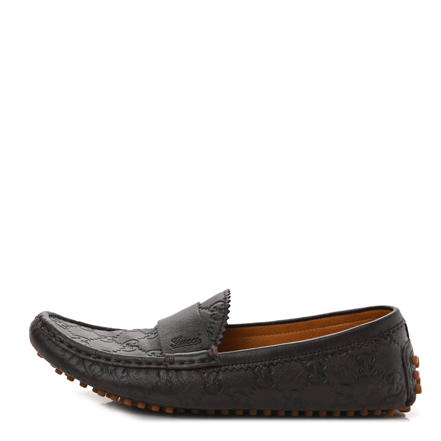 Soft Guccissima Womens Driver Loafers 36.5 Chocolate