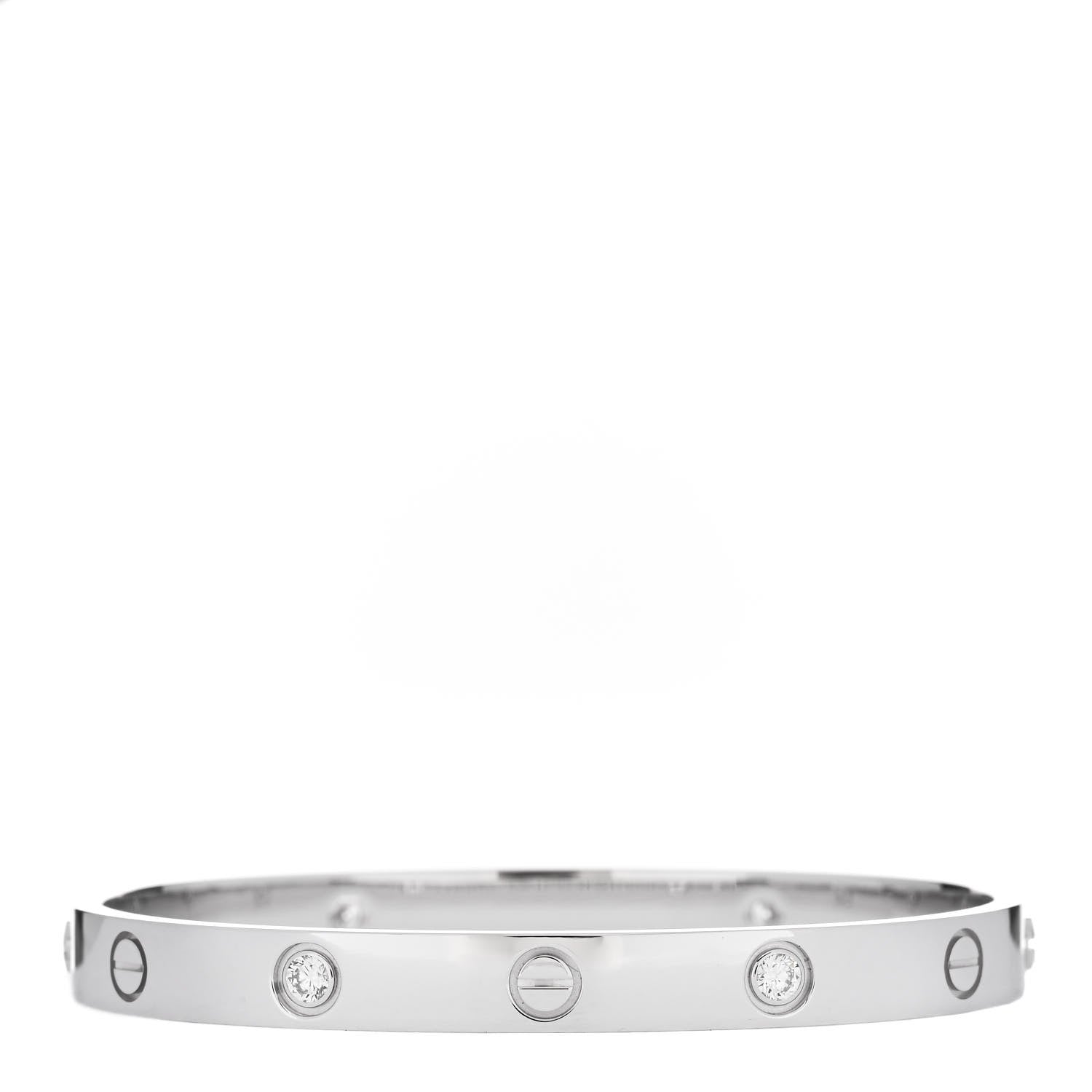Cartier 18K White Gold 4 Diamond LOVE Bracelet 17 3 of 5