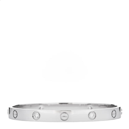 Cartier 18K White Gold 4 Diamond LOVE Bracelet 17 3 of 5