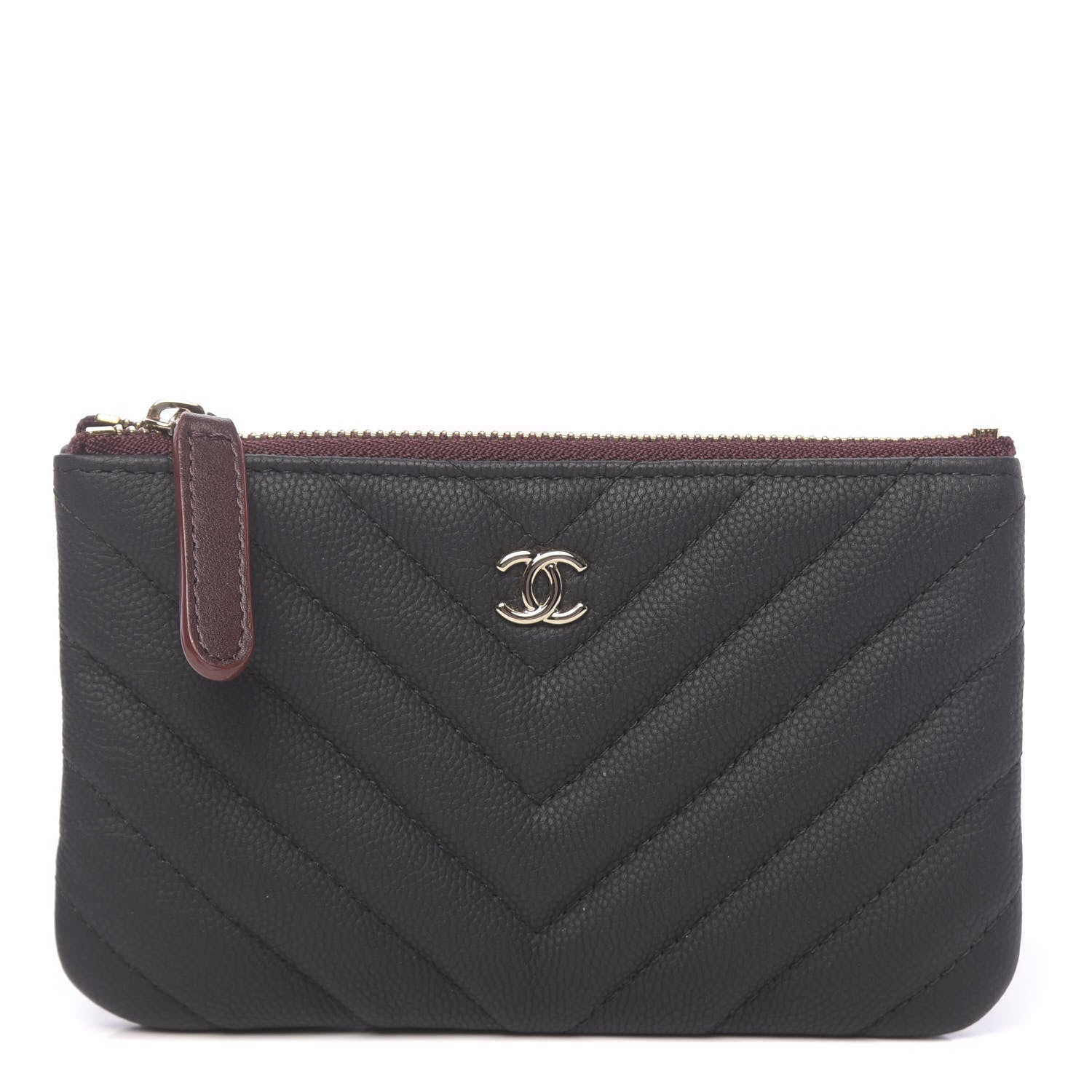 Chanel Caviar Chevron Quilted Small Cosmetic Case Black 1 of 8