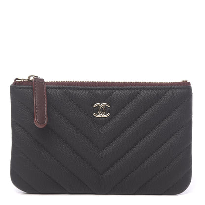 Chanel Caviar Chevron Quilted Small Cosmetic Case Black 1 of 8