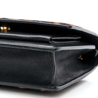 Saint Laurent Pony Hair Calfskin Leopard Print Monogram Sunset Chain Wallet Black 9 of 10