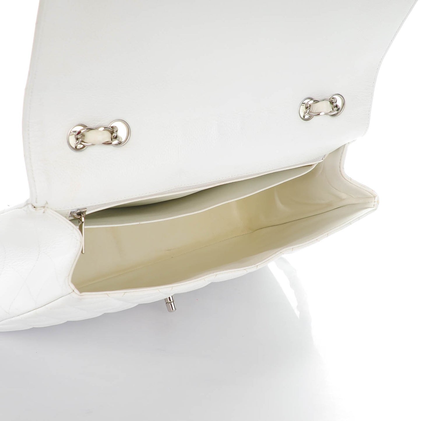 Caviar Quilted Jumbo Single Flap White