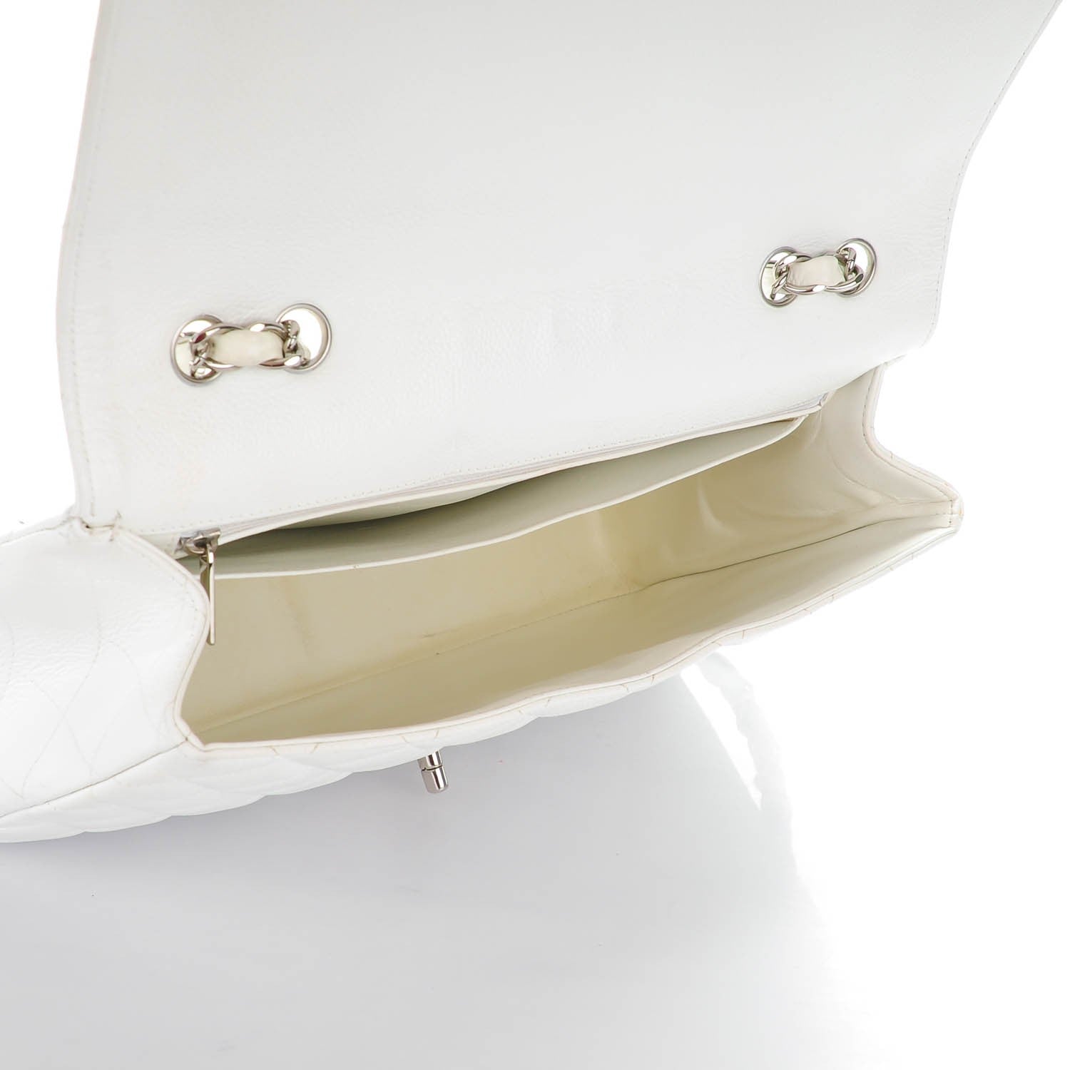 Chanel Caviar Quilted Jumbo Single Flap White 4 of 8