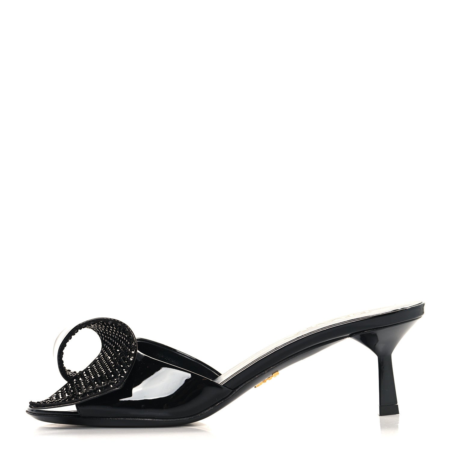 Prada Vernice Crystal Bow Pumps 39 Black 1 of 9