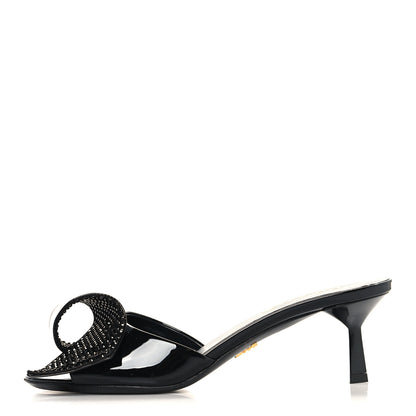 Prada Vernice Crystal Bow Pumps 39 Black 1 of 9