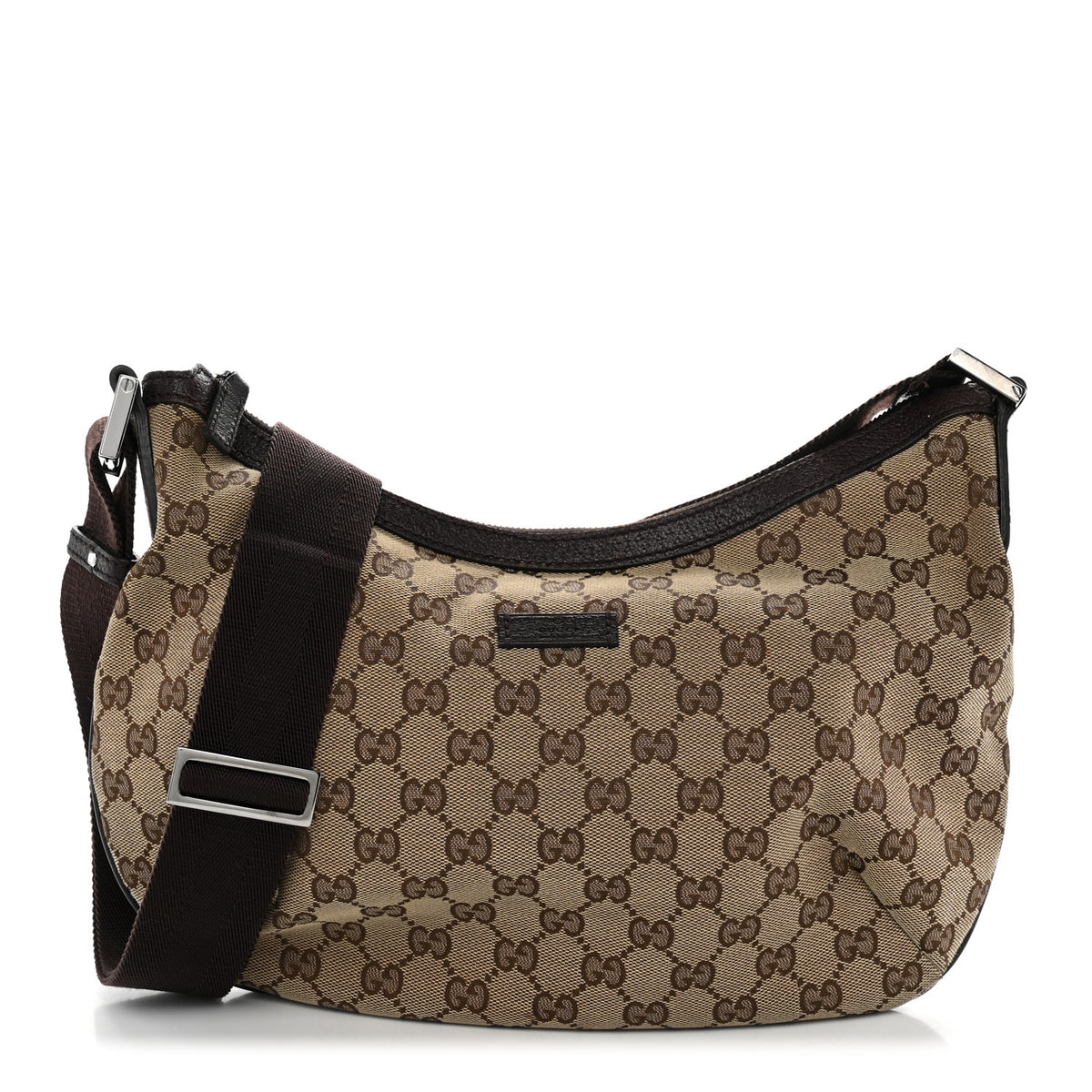Gucci Monogram Medium Half Moon Hobo Dark Brown 1 of 10