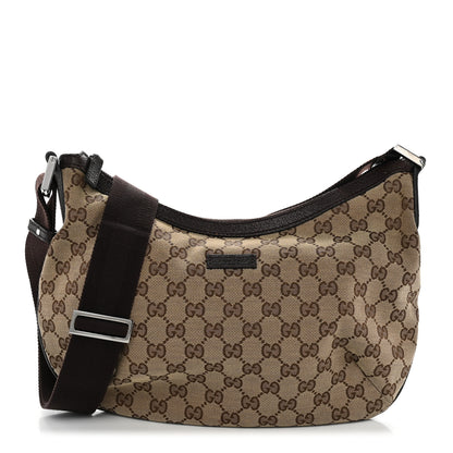 Gucci Monogram Medium Half Moon Hobo Dark Brown 1 of 10