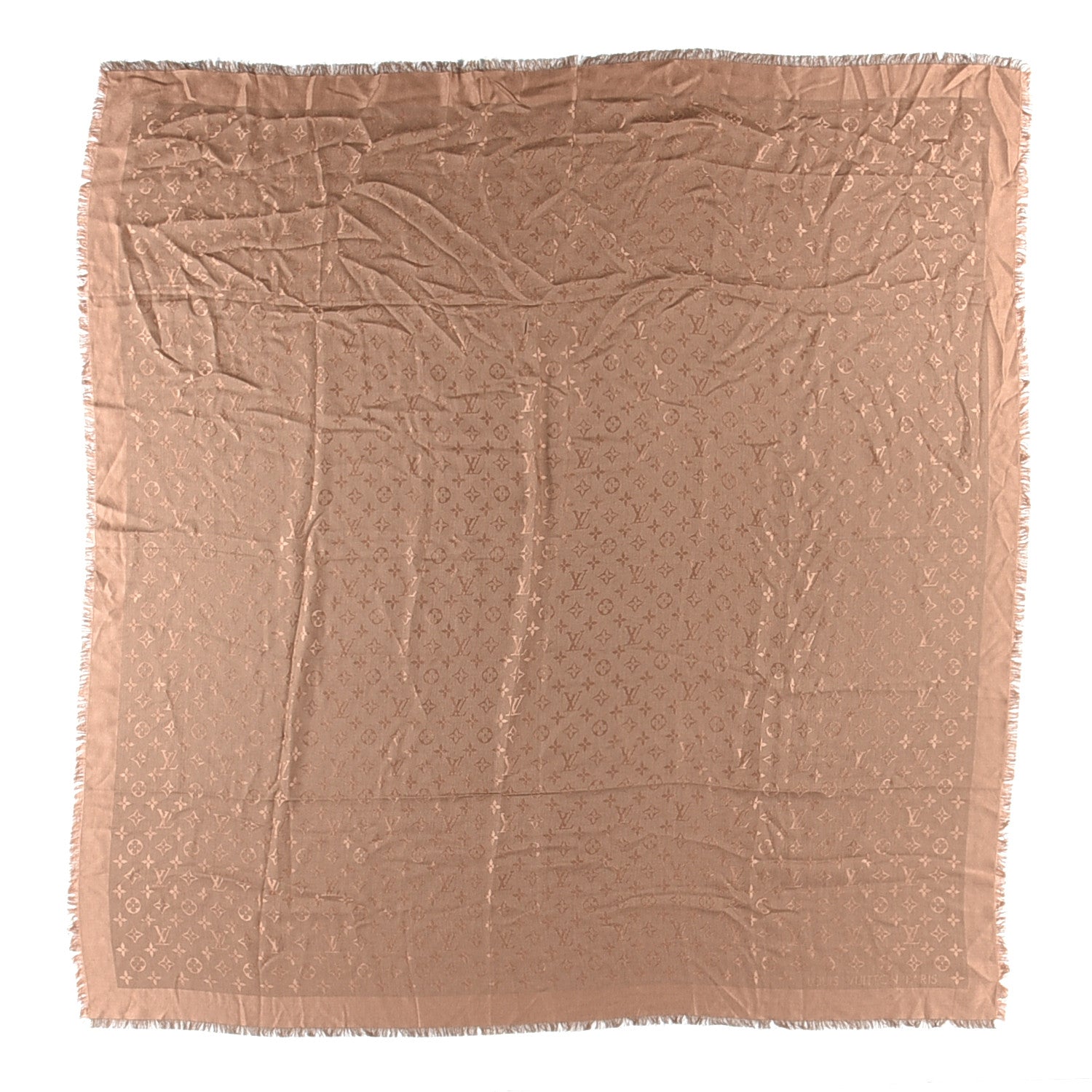 Louis Vuitton Silk Wool Monogram Shawl Cappuccino 1 of 3