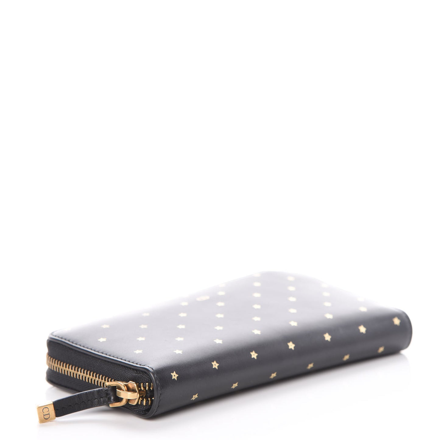 Calfskin Stars Voyageur Zip Around Wallet Black