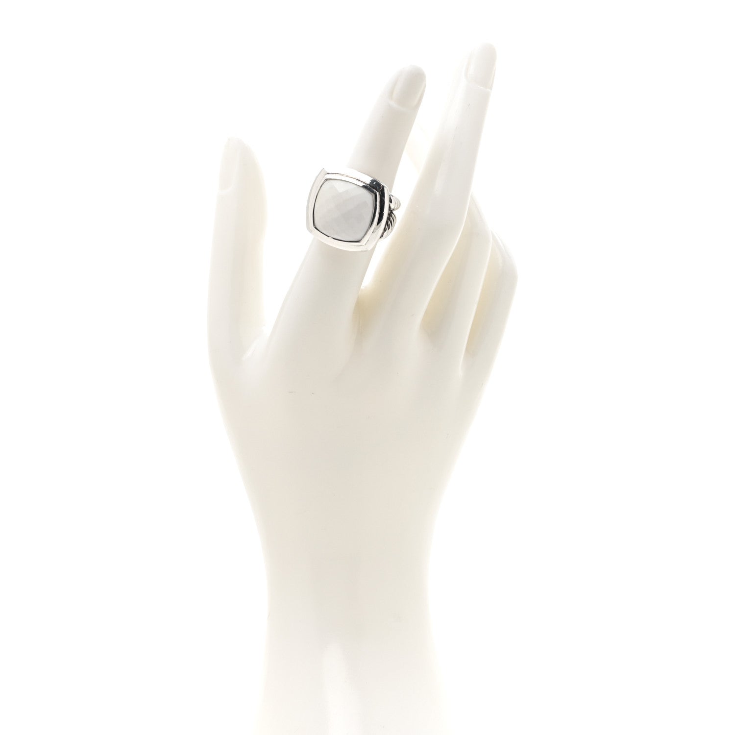David Yurman Sterling Silver White Agate 16mm Albion Ring 52 6 2 of 5