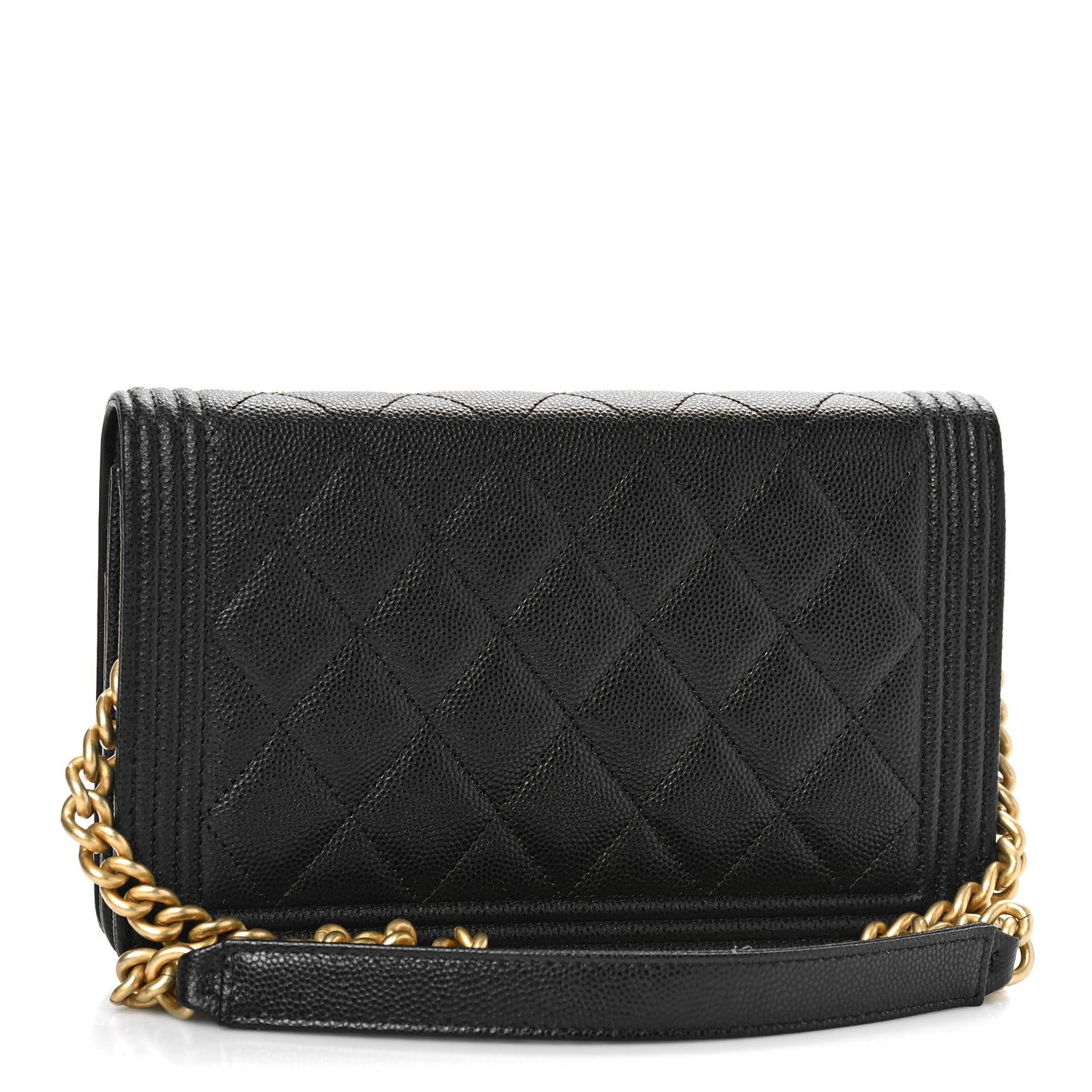 Caviar Quilted Boy Wallet On Chain WOC Black