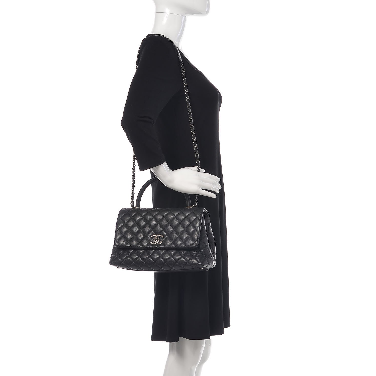 Chanel Caviar Quilted Small Coco Handle Flap Black 2 of 12
