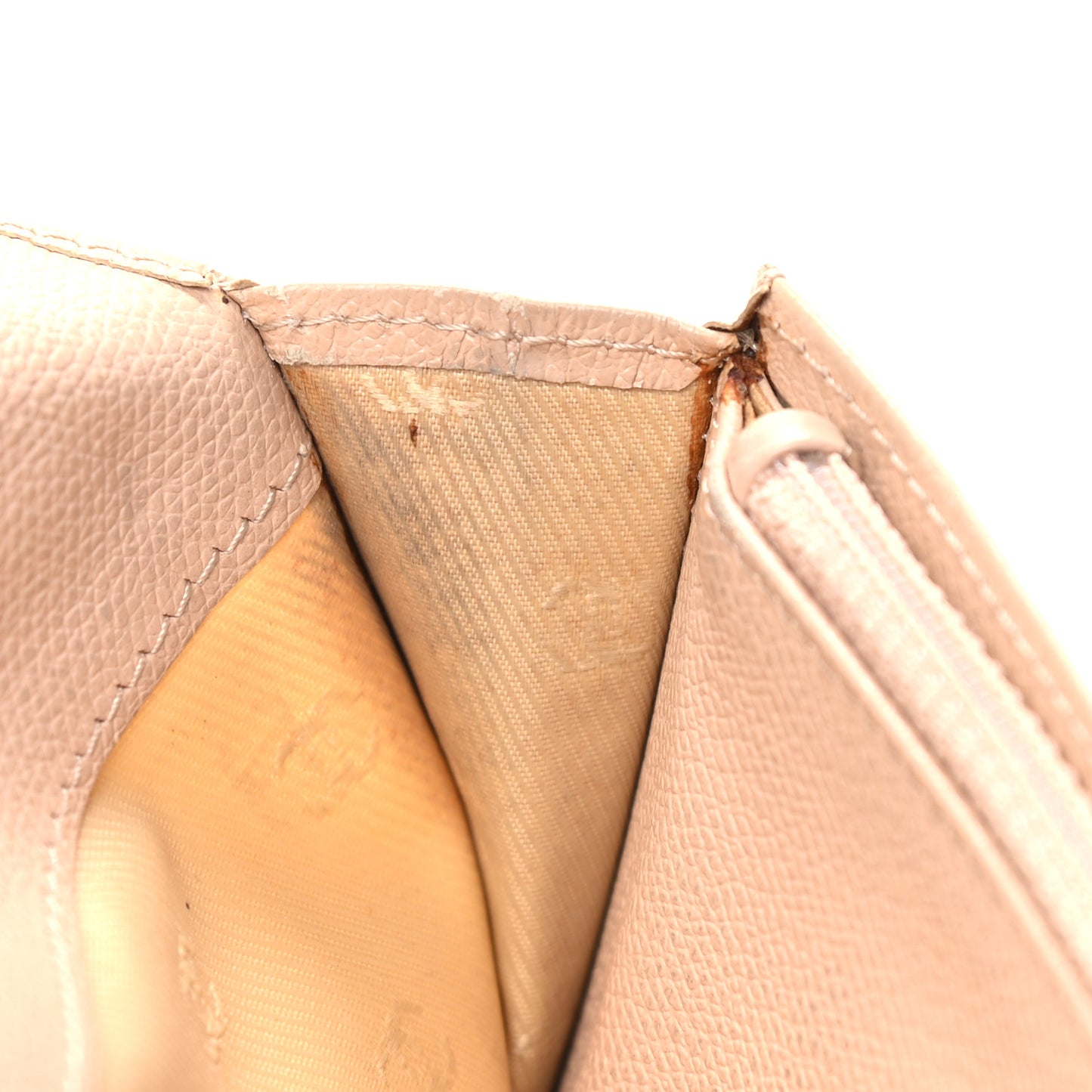 Grained Calfskin CC Button Yen Wallet Beige