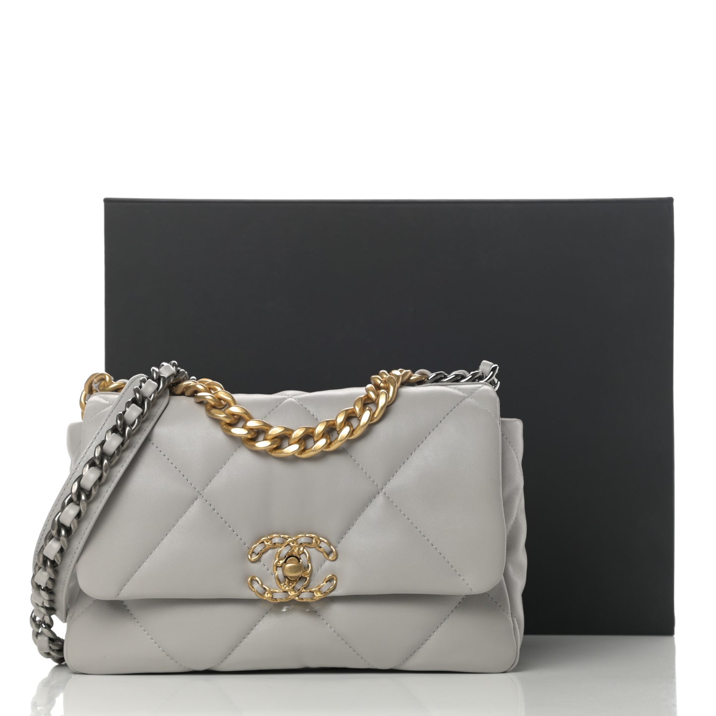 Lambskin Quilted Medium Chanel 19 Flap Grey