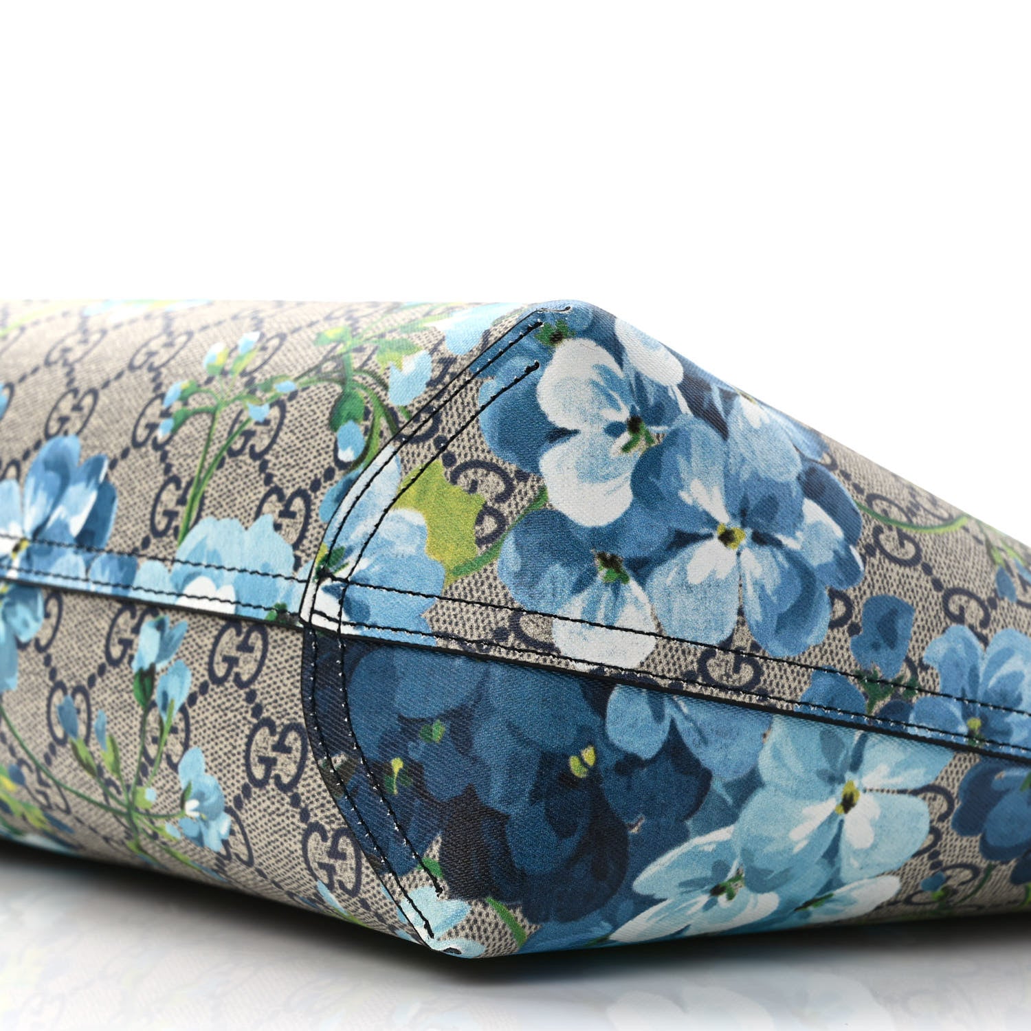 Gucci GG Supreme Monogram Blooms Small Reversible Tote Beige Blue Navy 13 of 17