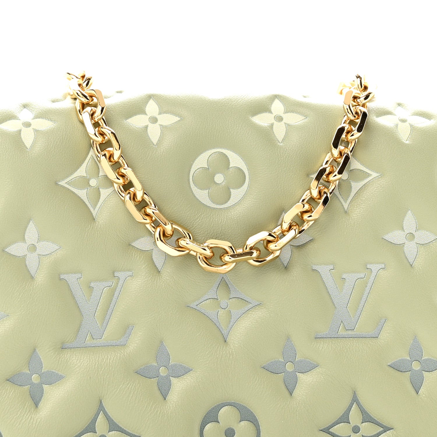 Louis Vuitton Lambskin Embossed Monogram Pochette Coussin Green 6 of 10