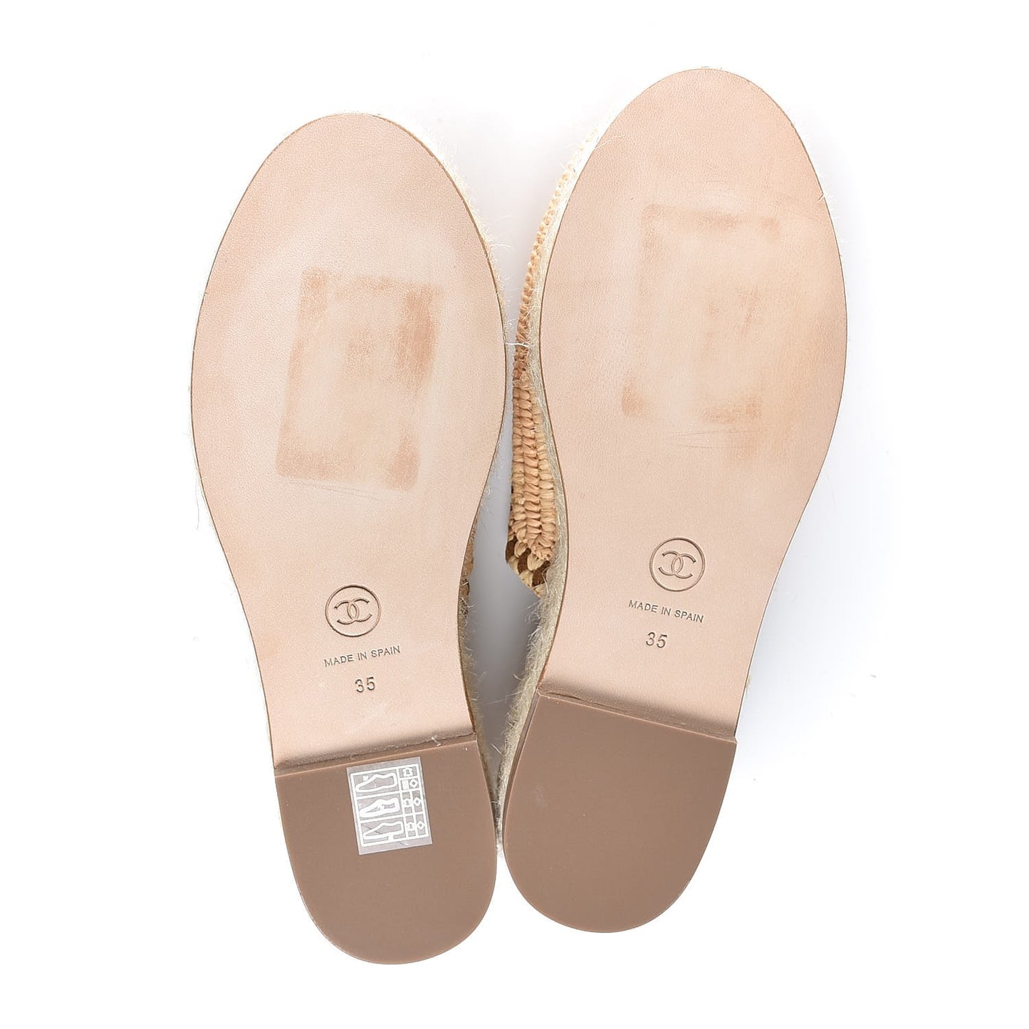 Suede Grosgrain CC Espadrille Mules 35 Dark Beige