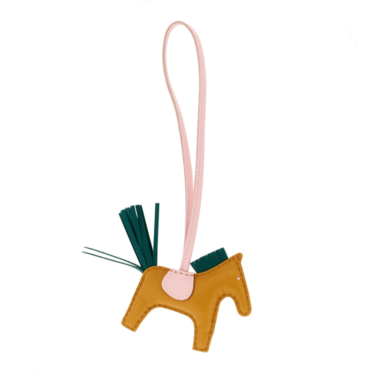 Milo Lambskin Grigri Rodeo Horse Bag Charm PM Sesame Malachite Rose Sakura