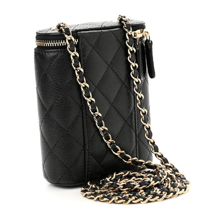 Chanel Caviar Quilted Small Vertical Coco Beauty Vanity Case With Chain Black 3 of 11