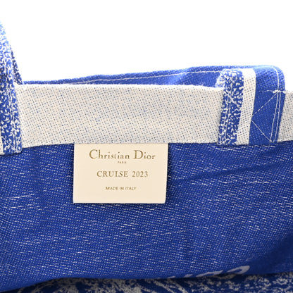 Christian Dior Canvas Print Cruise Tote Ivory Blue 6 of 9