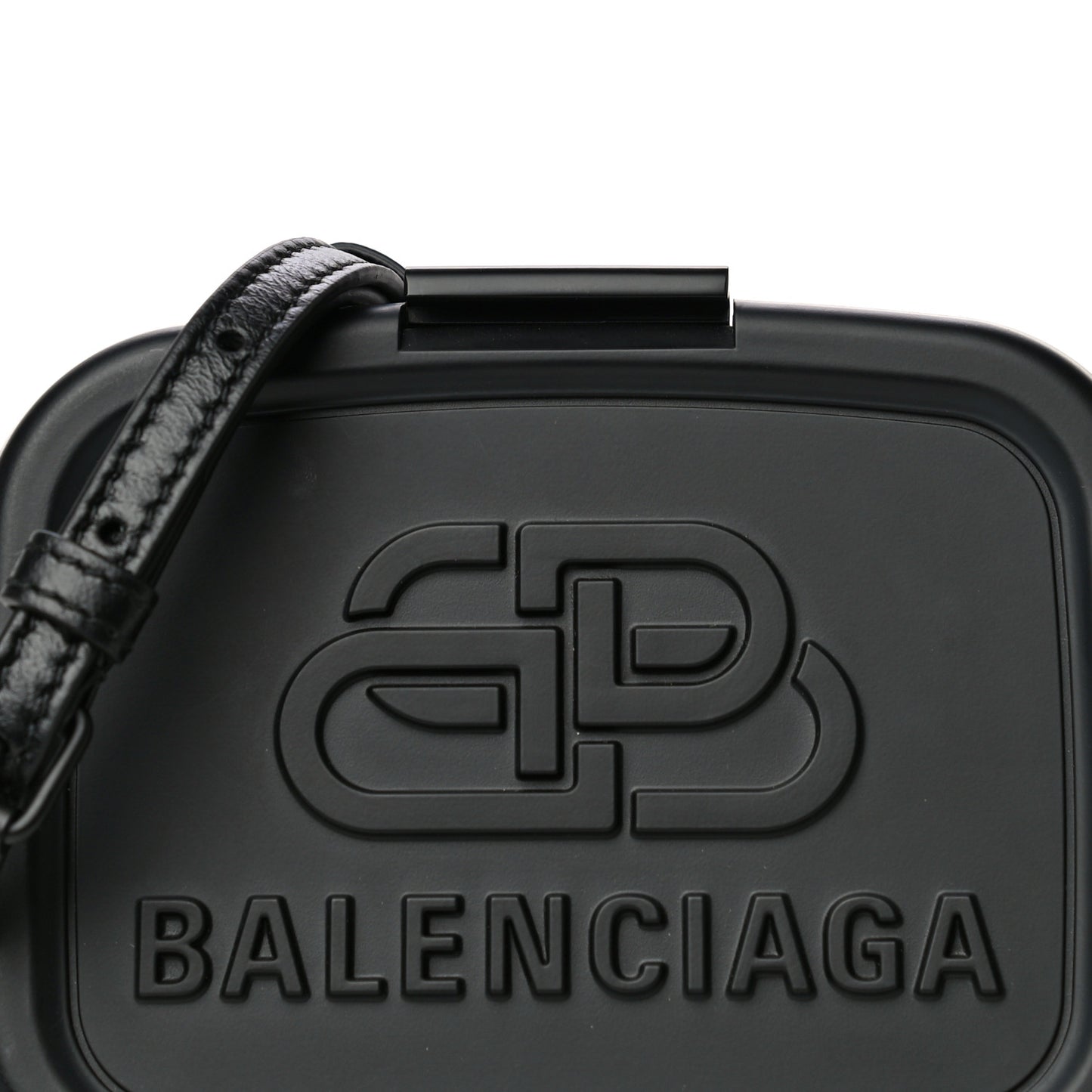 Recycled Plastic Calfskin Embossed Mini Lunch Box Case with Strap Black