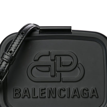 Balenciaga Recycled Plastic Calfskin Embossed Mini Lunch Box Case with Strap Black 7 of 10