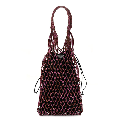 Prada Tessuto Nylon Net Tote Black Pink 1 of 9