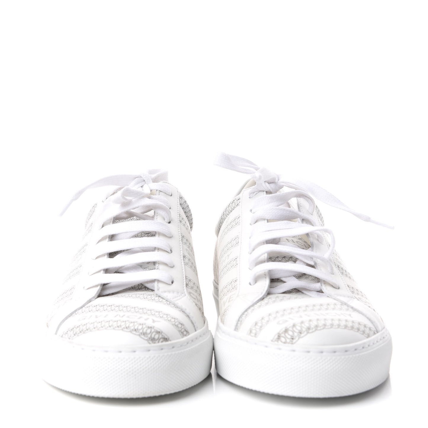 Calfskin Logo Chain Print Urban Street Sneakers 39 White
