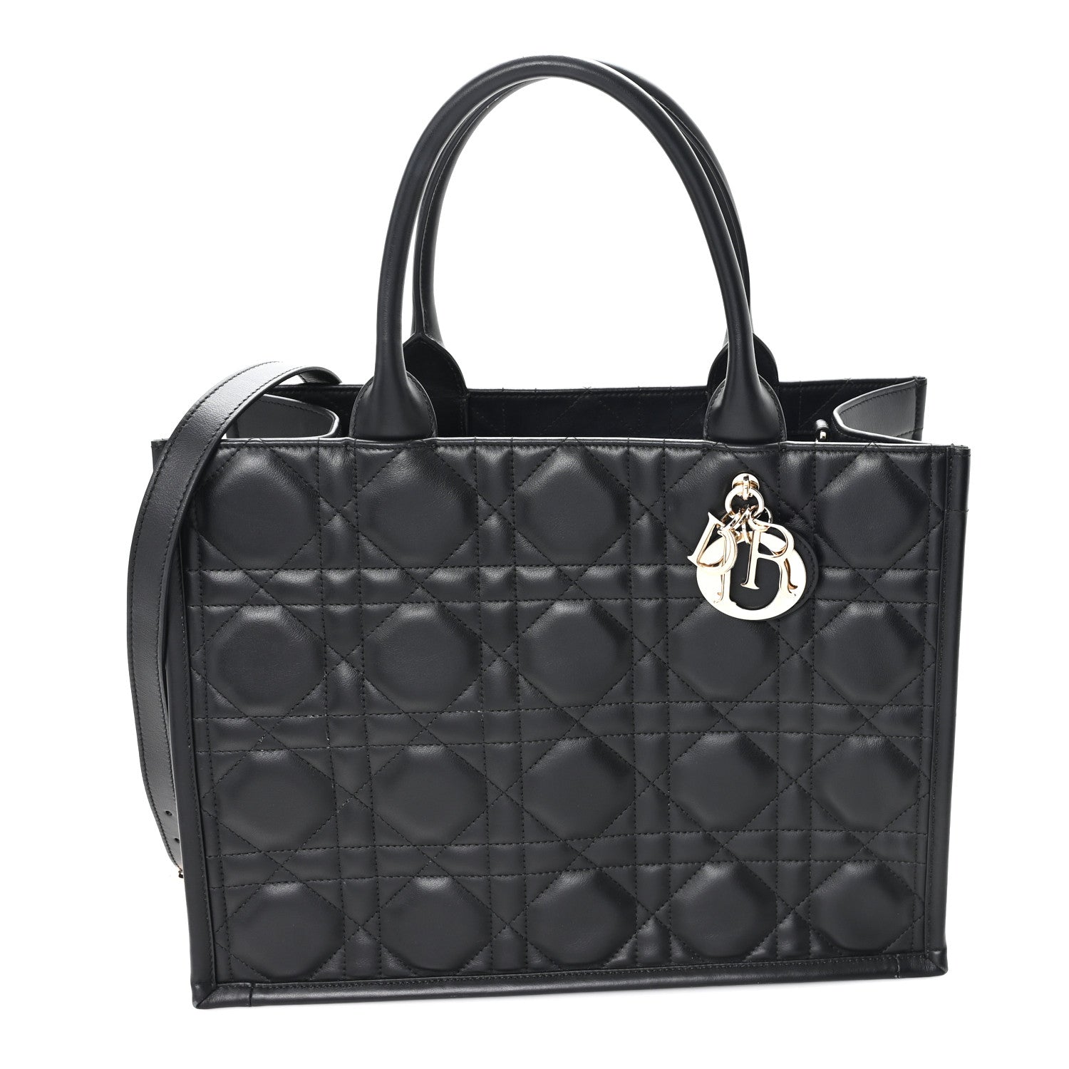 Christian Dior Calfskin Macro Cannage Medium Book Tote Black 1 of 9
