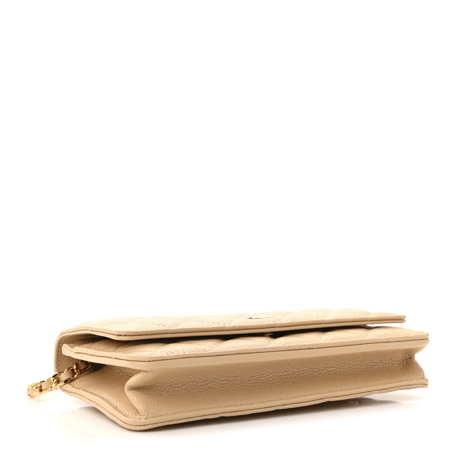 Caviar Quilted Wallet on Chain WOC Beige
