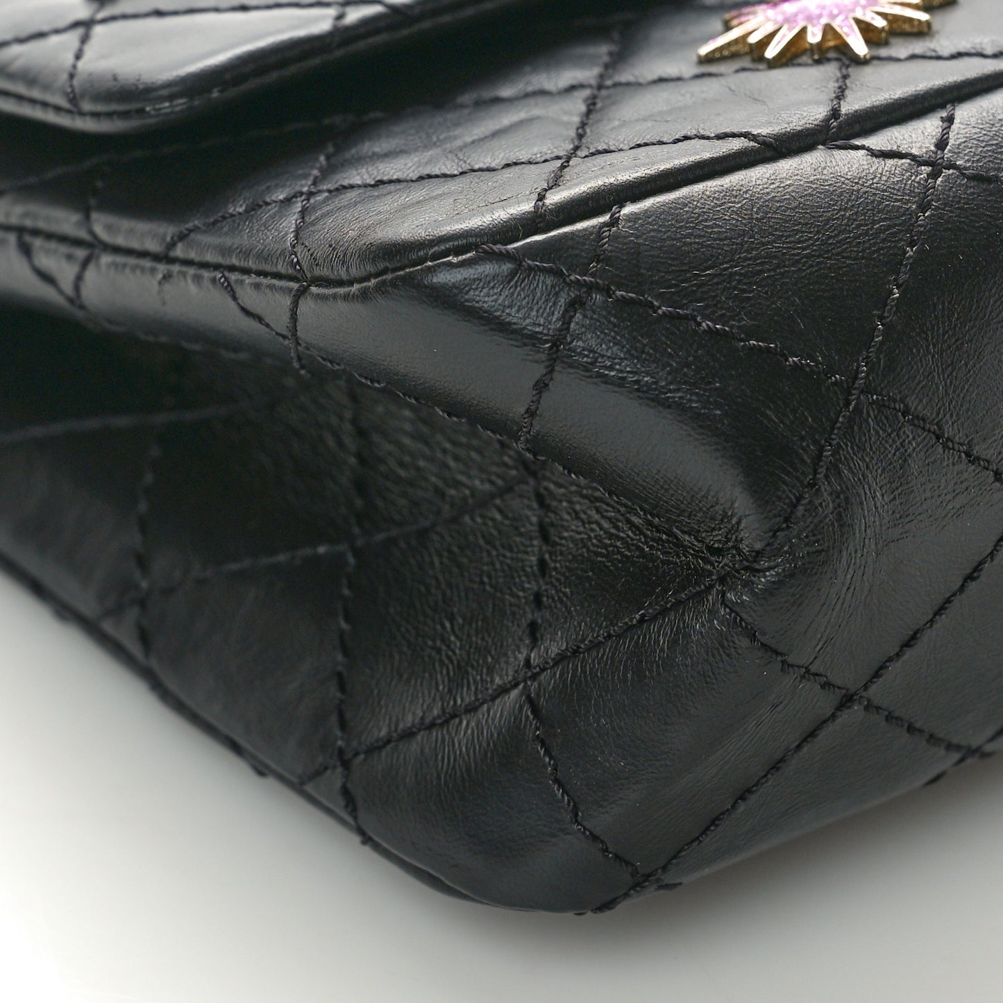 Aged Calfskin Space Charms 2.55 Reissue 225 Flap Black