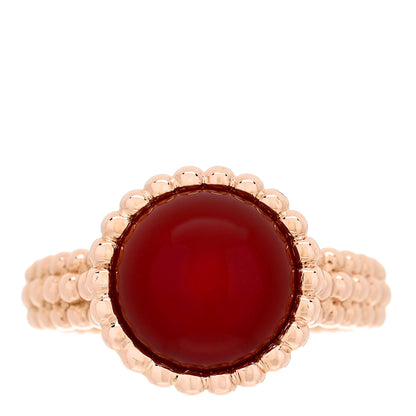 Van Cleef & Arpels 18K Rose Gold Carnelian Perlee Couleurs Ring 52 6 1 of 6