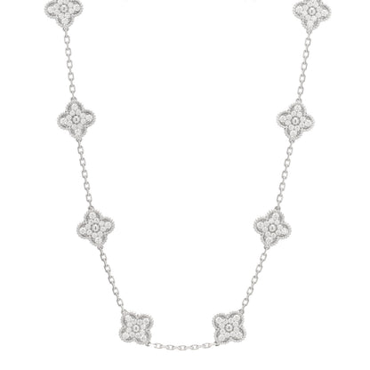 Van Cleef & Arpels 18K White Gold Diamond 10 Motifs Vintage Alhambra Necklace 1 of 3