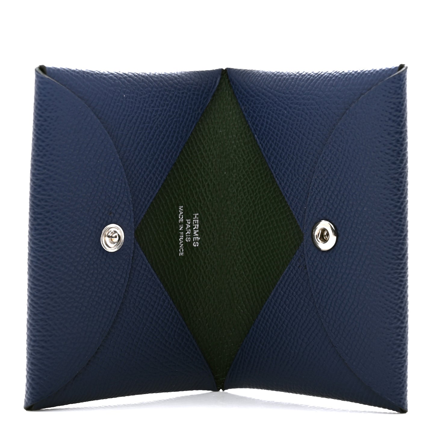 Epsom Verso Calvi Card Case Bleu Saphir Vert Anglais