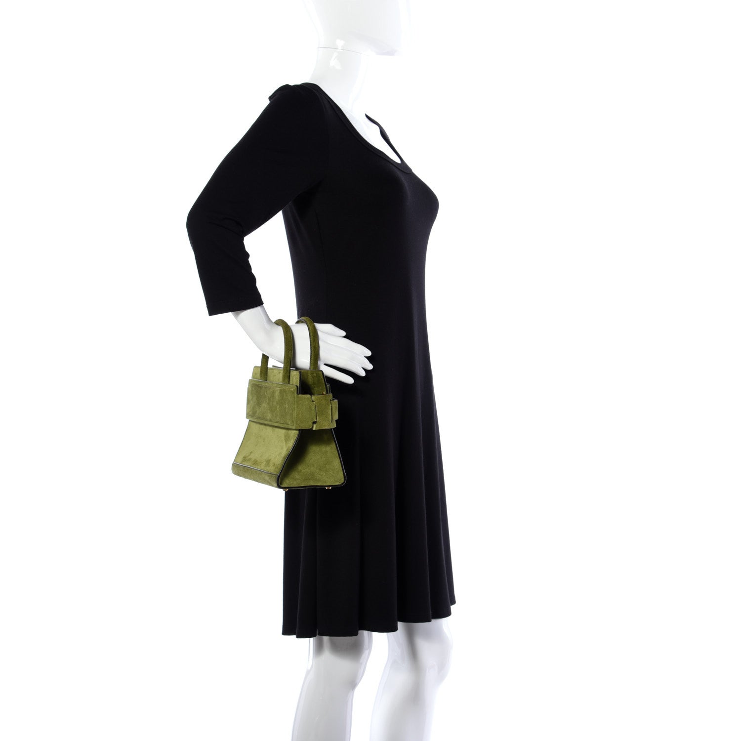 Givenchy Suede Calfskin Mini Horizon Satchel Olive 3 of 9