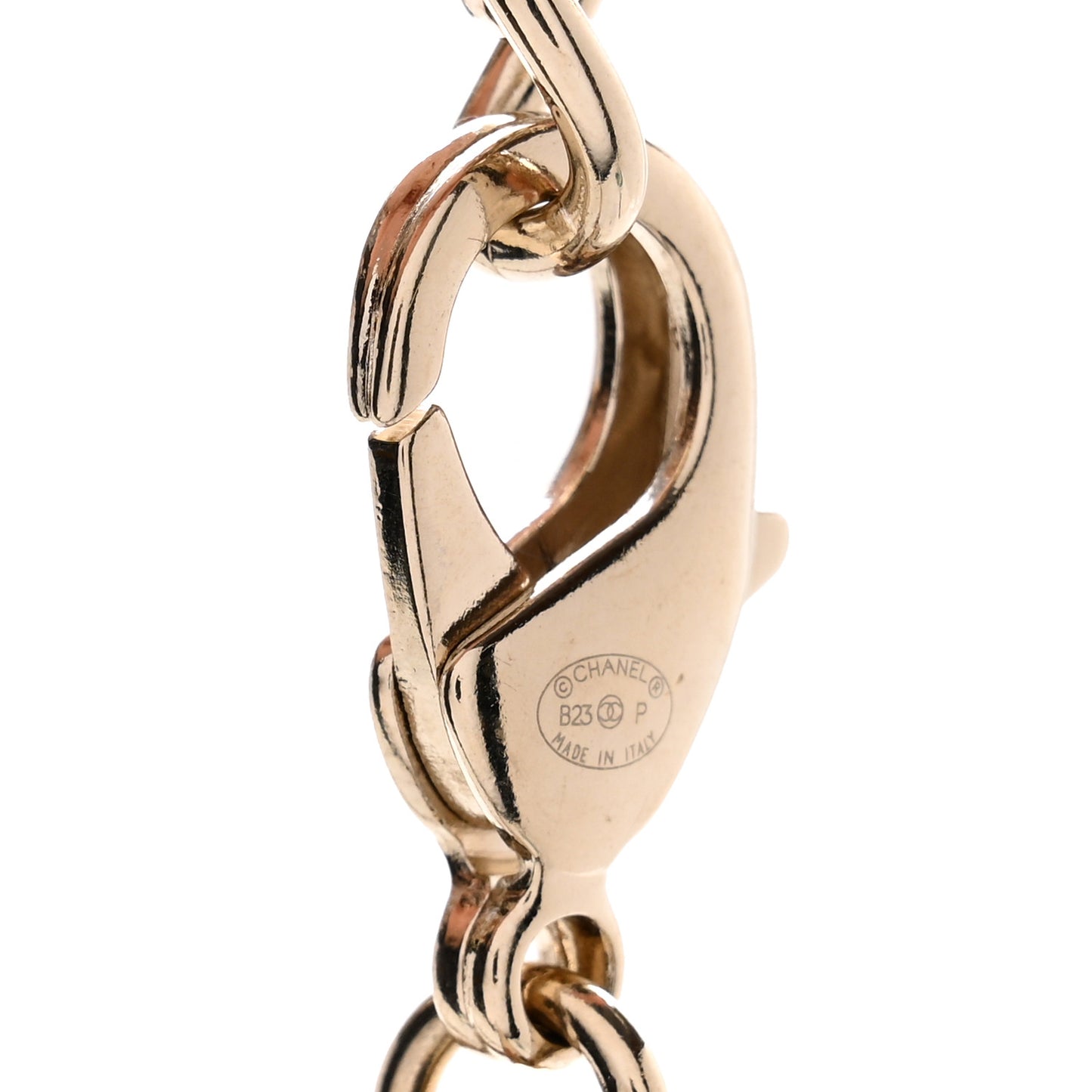 Enamel CC Fancy Chain Belt 75 Gold White