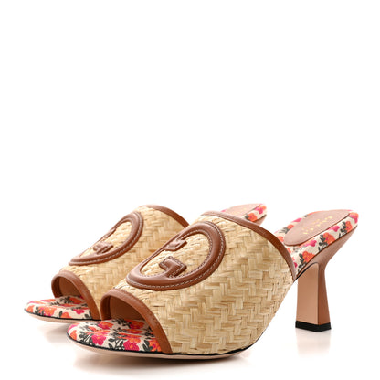 Gucci Raffia Malaga Kid Interlocking G Mabel Sandals 38.5 Natural 3 of 10