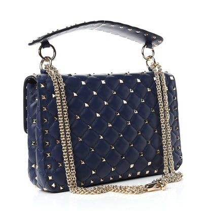 Valentino Garavani Nappa VLTN Print Medium Rockstud Spike Shoulder Bag Pure Blue White 3 of 9