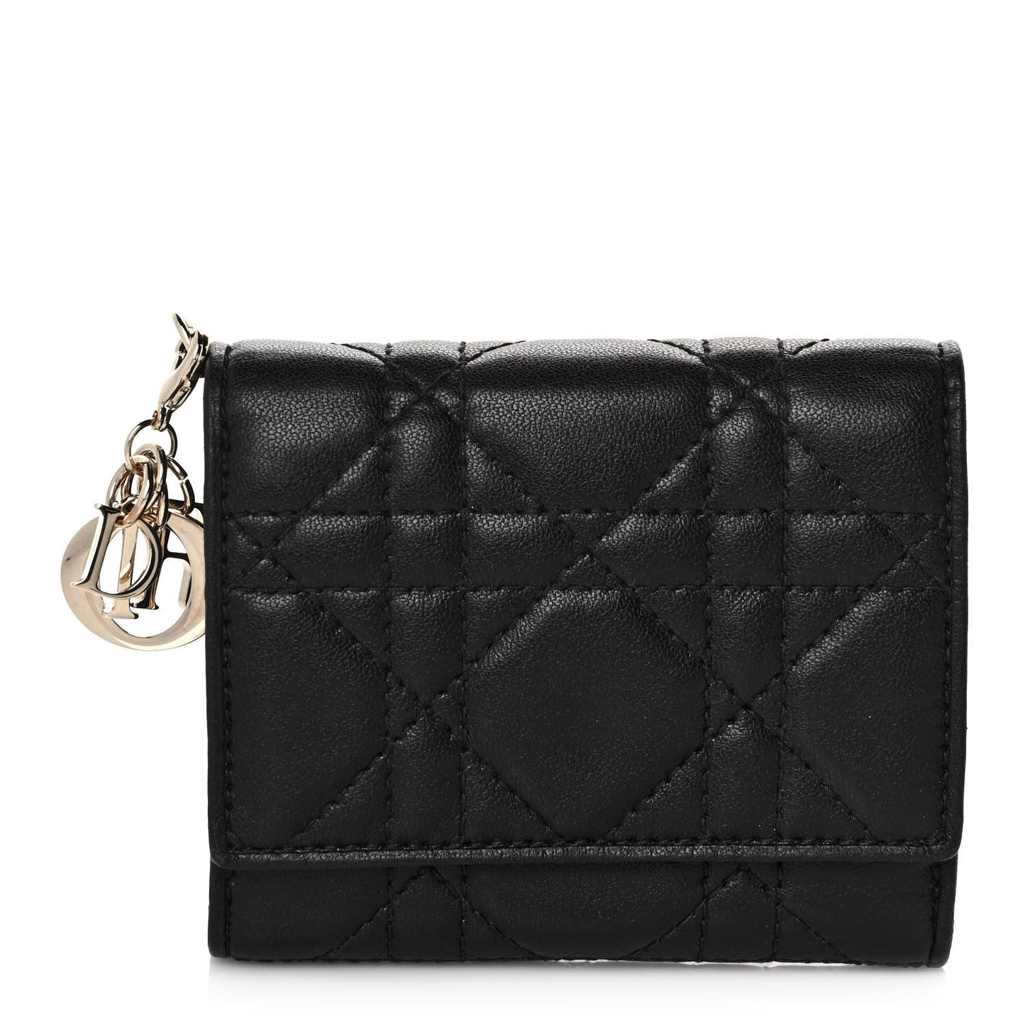 Lambskin Cannage Lady Dior Lotus Wallet Black