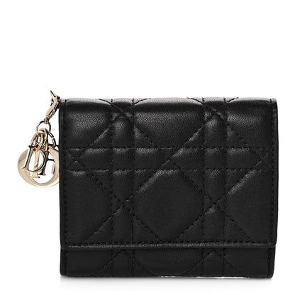 Christian Dior Lambskin Cannage Lady Dior Lotus Wallet Black 1 of 10