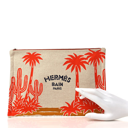 Hermes H Canvas Le Bel Oasis Case Marine Terracotta 2 of 8