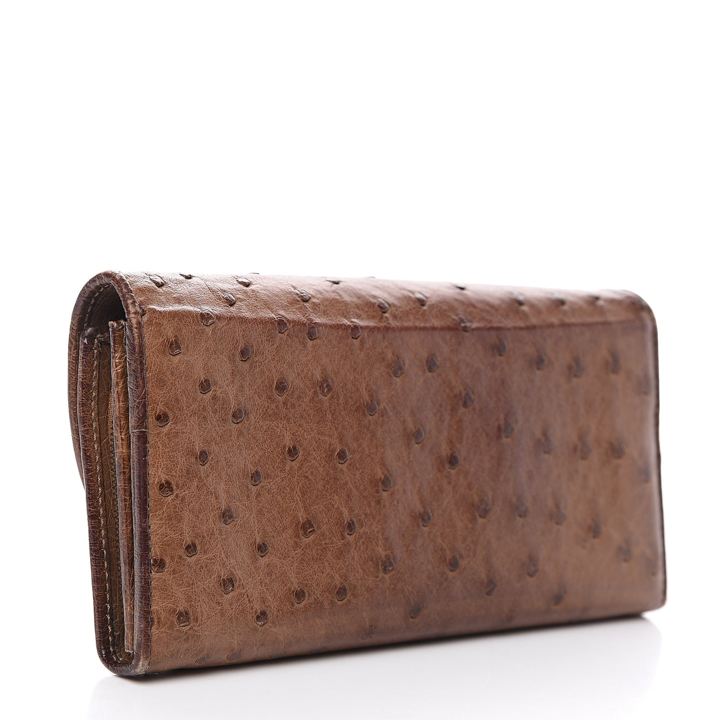 Ostrich 1973 Continental Clutch Wallet Brown
