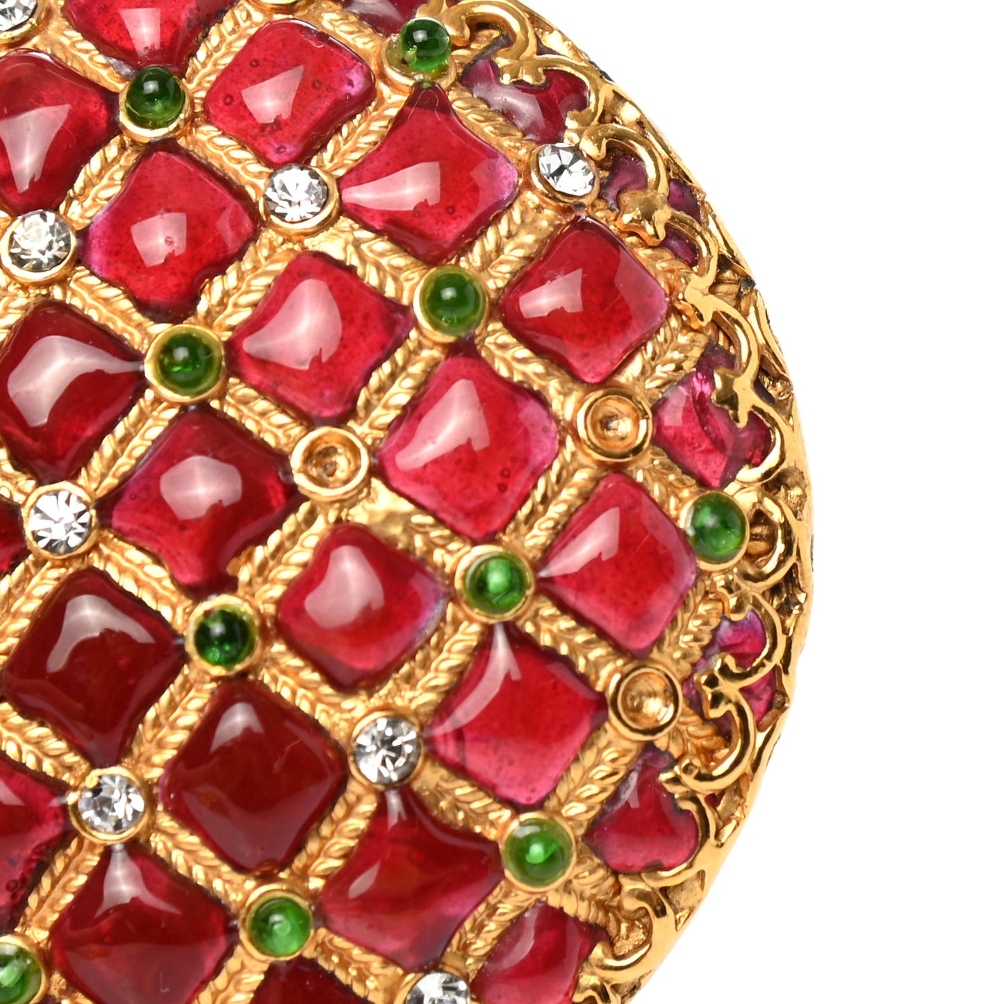 Crystal Gripoix Poured Glass Chain Belt Gold Multicolor