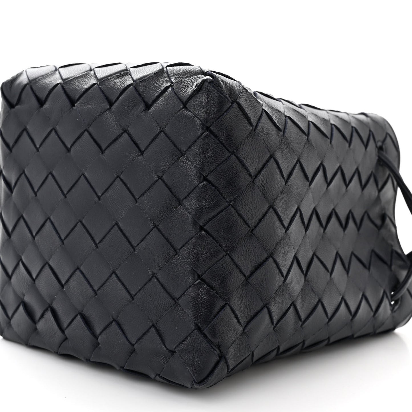 Nappa Intrecciato Small Drawstring Bucket Bag Navy