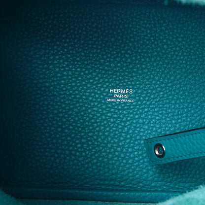 Hermes Taurillon Clemence Picotin Lock 18 PM Bleu Paon 6 of 8