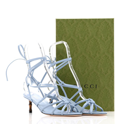 Gucci Nappa Charlotte Heel Sandals 38 Porcelain Light Blue 8 of 8