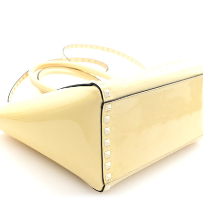 Valentino Garavani Patent Small Rockstud Double Handle Tote Ivory 8 of 9